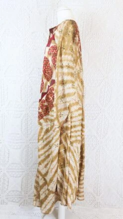 Goddess Dress - Vintage Indian Cotton - Ruby & Beige Paisley - Free Size -KIKIS Clothing Shop IMG 9939 4553b7a7 8f41 45e4 a105 8a8c2d22b121