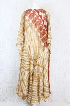 Goddess Dress - Vintage Indian Cotton - Ruby & Beige Paisley - Free Size -KIKIS Clothing Shop IMG 9940 67365cbf a2f6 40fc aac9 74360b0b5410