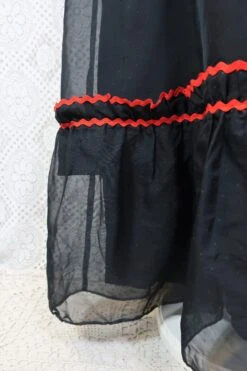 SALE 70's Vintage Dress - Midnight Black & Red - Size XXS -KIKIS Clothing Shop IMG 9974