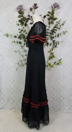 SALE 70's Vintage Dress - Midnight Black & Red - Size XXS -KIKIS Clothing Shop IMG 9977