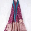 Blossom Halter Maxi Dress - Vintage Sari - Mulberry & Teal Floral Motif - Free Size M/L