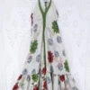 Blossom Halter Maxi Dress - Vintage Sari - White, Moss & Burnt Red Tree Of Life Floral - Free Size S/M