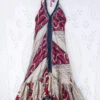 Blossom Halter Maxi Dress - Vintage Sari - Gold, Raven & Burgundy Shimmer Swirl - Free Size S/M