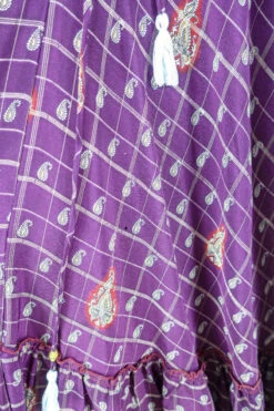 Blossom Halter Maxi Dress - Vintage Sari - Embroiderd Plum Purple Paisley - Free Size S/M 8 Blossom Halter Maxi Dress - Vintage Sari - Embroiderd Plum Purple Paisley - Free Size S/M -KIKIS Clothing Shop blossom maxi halter dress summer boho style 70s hippie midi dress frill hem handmade recycled vintage sari by all about audrey 87