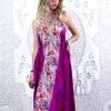 Eden Halter Maxi Dress - Vintage Sari - Psychedelic Fuchsia Paisley - Free Size S/M