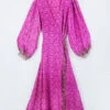 Lola Long Wrap Dress - Two Tone Pink Ivy - Vintage Indian Sari - Size S/M