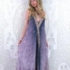 Athena Maxi Dress - Vintage Sari - Mercury Grey & Gold Embroidered Motif - S - M/L