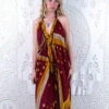 Athena Maxi Dress - Vintage Sari - Earthy Red Polka Dot Swirl - XS - M/L