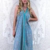 Athena Maxi Dress - Vintage Sari - Powder Blue & Mist Teardrop Jacquard - XS - S/M