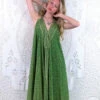 Athena Maxi Dress - Vintage Sari - Spring Green Floral - S - L/XL