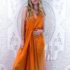 Athena Maxi Dress - Vintage Sari - Apricot & Strawberry Fade - XS - M/L