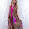 Athena Maxi Dress - Vintage Sari - Fawn Floral Bouquet - S - M/L