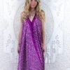 Athena Maxi Dress - Vintage Sari - Pink & Purple Harlequin Illusion - S - M/L