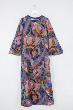 Vintage Maxi Dress - Onyx Black & Groovy Paisley - Size XXS/XS