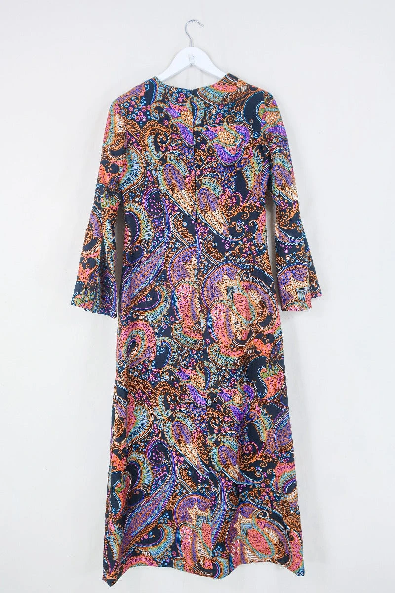 Vintage Maxi Dress - Onyx Black & Groovy Paisley - Size XXS/XS 3 Vintage Maxi Dress - Onyx Black & Groovy Paisley - Size XXS/XS - Image 3