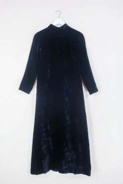 Vintage Velvet Maxi Dress - Gothic Black Jacquard - Size S/M