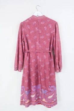 Vintage Mini Dress - Cherry Red Sweet Paisley - Size S/M -KIKIS Clothing Shop genuine 1970s vintage clothing boho slow fashion upcycled hippie clothing sourced by all about audrey 148