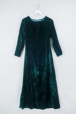Vintage Maxi Dress - Dark Forest Green Velvet - Size XXS
