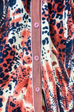 Vintage Terry Towelling Midi Dress - Safari Animal Print - Size L -KIKIS Clothing Shop genuine 1970s vintage clothing boho slow fashion upcycled hippie clothing sourced by all about audrey 169