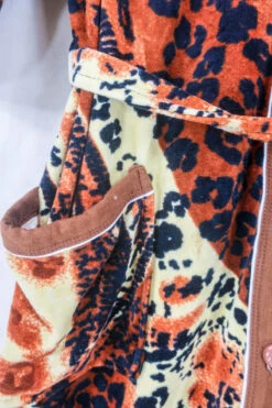 Vintage Terry Towelling Midi Dress - Safari Animal Print - Size L -KIKIS Clothing Shop genuine 1970s vintage clothing boho slow fashion upcycled hippie clothing sourced by all about audrey 170