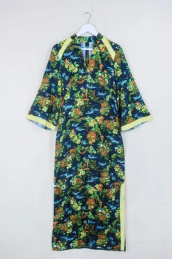 Vintage Maxi Tunic Dress - Midnight Black Tranquillity - Size S