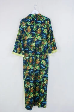 Vintage Maxi Tunic Dress - Midnight Black Tranquillity - Size S -KIKIS Clothing Shop genuine 1970s vintage clothing boho slow fashion upcycled hippie clothing sourced by all about audrey 175