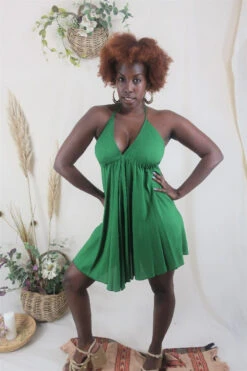 Khroma Medusa Mini Halter Dress - Forest Green - Free Size