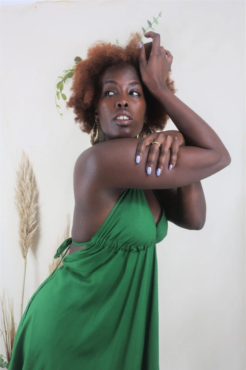 Khroma Medusa Mini Halter Dress - Forest Green - Free Size 2 Khroma Medusa Mini Halter Dress - Forest Green - Free Size - Image 2