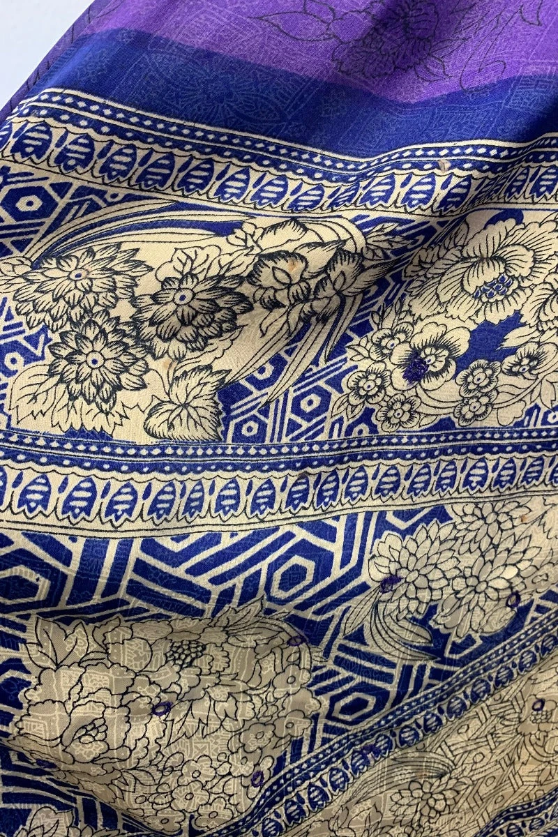 Venus Vintage Sari Midi Dress - Violet & Champagne Floral - Size XS 5 Venus Vintage Sari Midi Dress - Violet & Champagne Floral - Size XS - Image 5