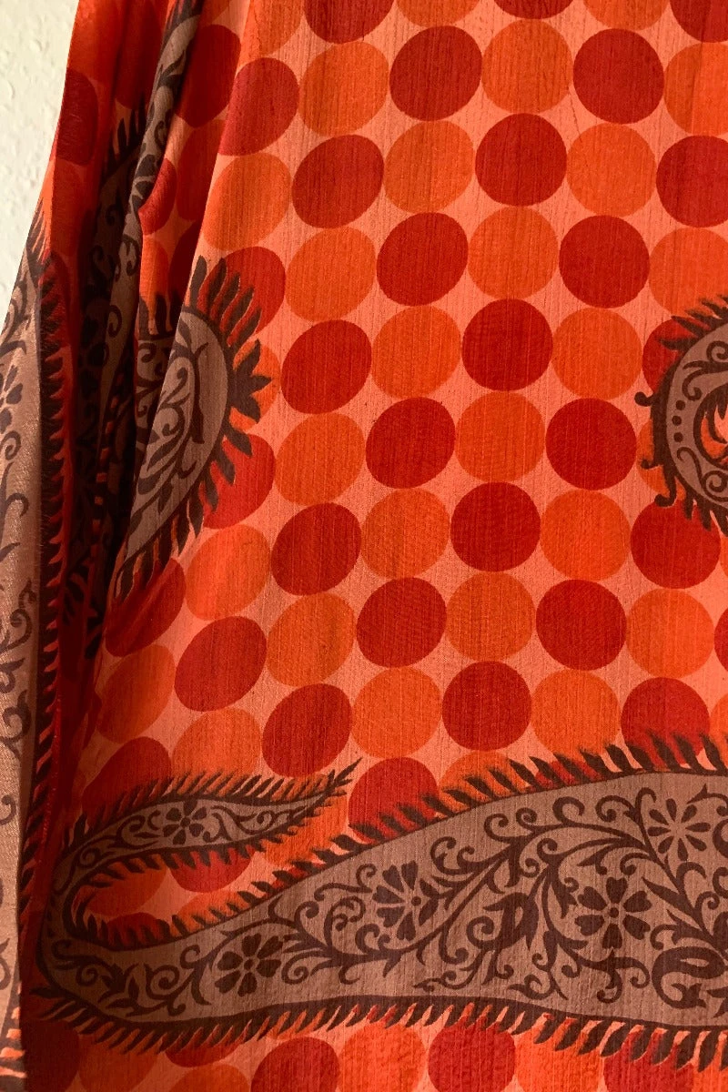 Venus Maxi Dress - Vintage Sari - Terracotta Tile & Paisley Print - Size S/M 4 Venus Maxi Dress - Vintage Sari - Terracotta Tile & Paisley Print - Size S/M - Image 4