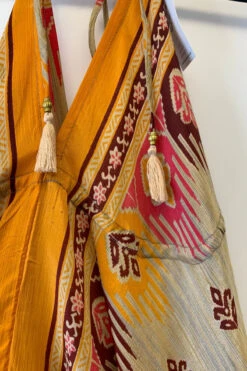 Eden Halter Maxi Dress - Vintage Sari - Earthy Jewel Tone Motif - Free Size M/L -KIKIS Clothing Shop image 0286e4be a542 407d 8f9b 13ee7ce1a45b