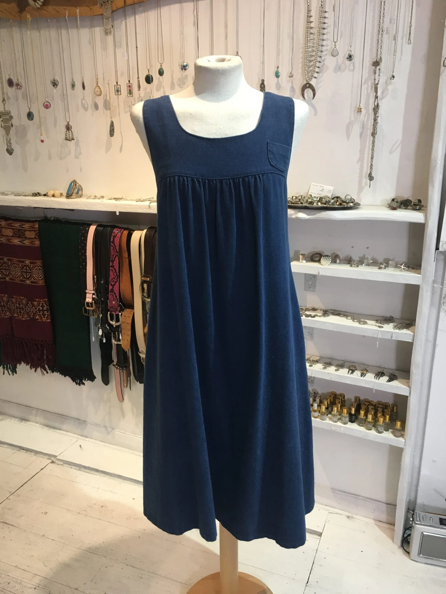 Vintage Blue Pinafore Dress - Size S 4 Vintage Blue Pinafore Dress - Size S - Image 4