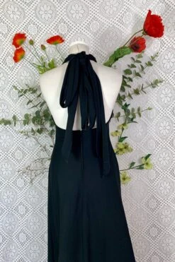 SALE Vintage 70s Black Maxi Dress With Gold Embroidery - Size - XS -KIKIS Clothing Shop image 0b7b1ff4 41dd 4c6c b2d0 547776d3c34f