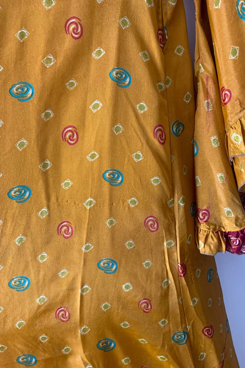 SALE Venus Maxi Dress - Vintage Sari - Mango Yellow Polka Dot Motif - Size L/XL 10 SALE Venus Maxi Dress - Vintage Sari - Mango Yellow Polka Dot Motif - Size L/XL - Image 10