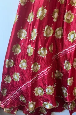 Athena Maxi Dress - Vintage Sari - Ruby Red & Gold Floral Motif - M - XXL -KIKIS Clothing Shop image 0eecd3c5 cda0 4360 95ae da8050fc81ec