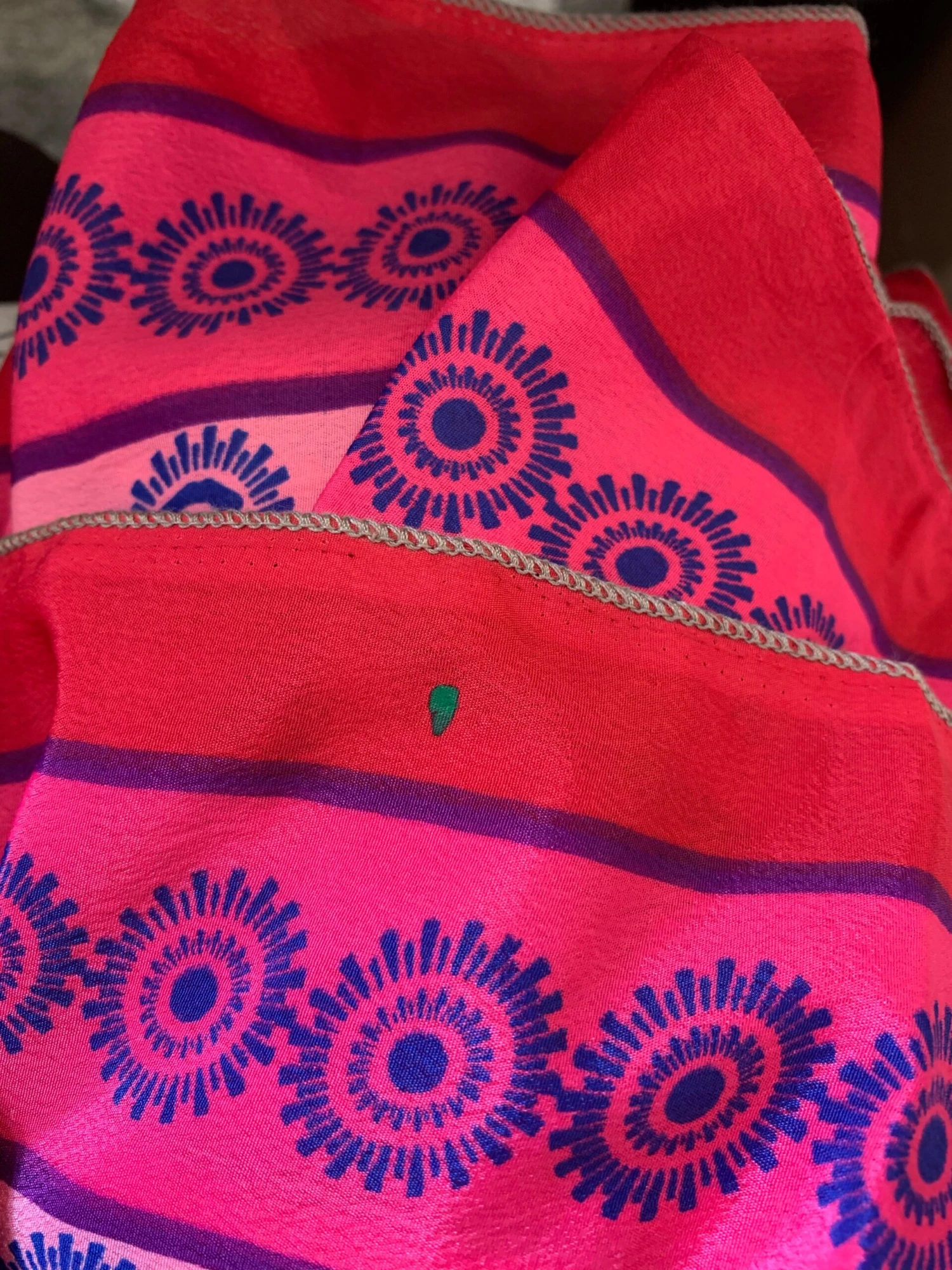 Cherry Midi Dress - Vintage Indian Sari - Bubblegum & Indigo Polka Dot - Free Size 5 Cherry Midi Dress - Vintage Indian Sari - Bubblegum & Indigo Polka Dot - Free Size - Image 5