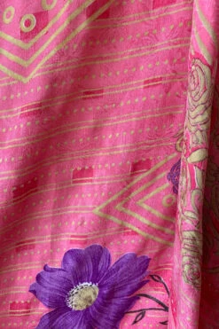 Venus Maxi Dress - Vintage Sari - Pink Sky, Gold & Violet Floral - Size S/M -KIKIS Clothing Shop image 23ee3220 aa36 4c3b 90a5 dc5a6b3e171c