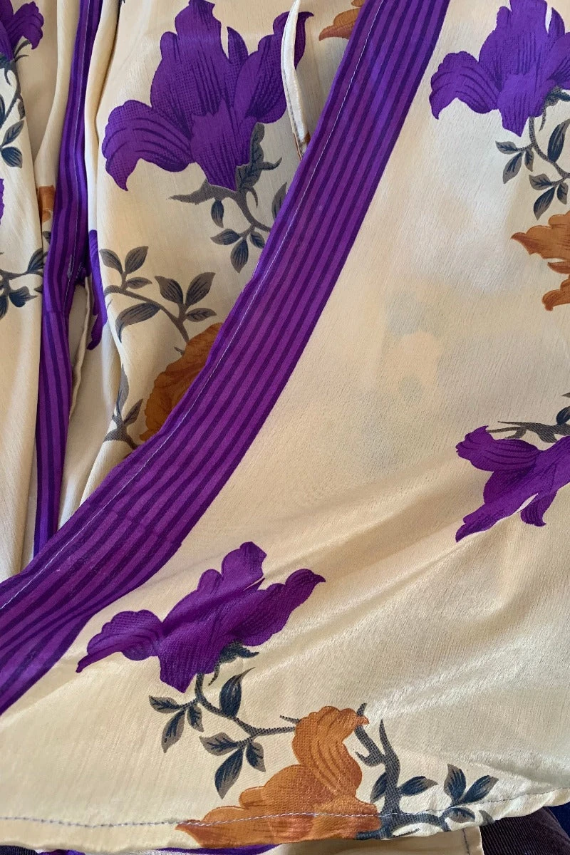 Karina Kimono Mini Dress - Vintage Sari - Honey Rose Wildflower - Free Size XL 5 Karina Kimono Mini Dress - Vintage Sari - Honey Rose Wildflower - Free Size XL - Image 5