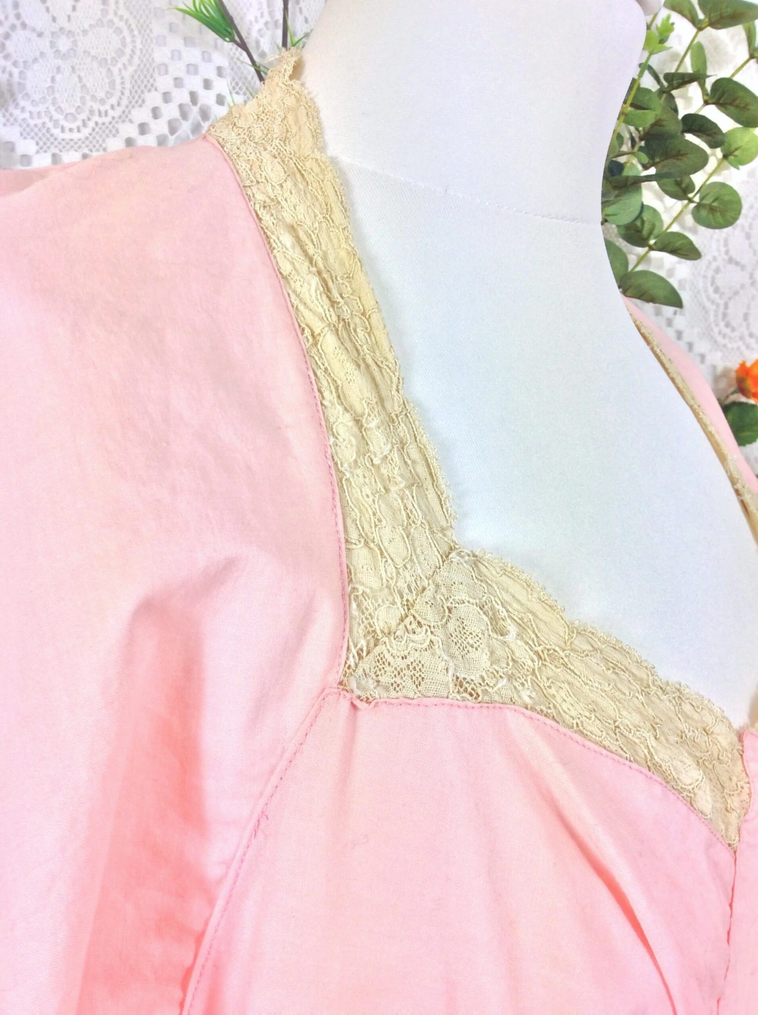 SALE Vintage Night Dress - Pastel Pale Pink Cotton & Lace - S/M 10 SALE Vintage Night Dress - Pastel Pale Pink Cotton & Lace - S/M - Image 10