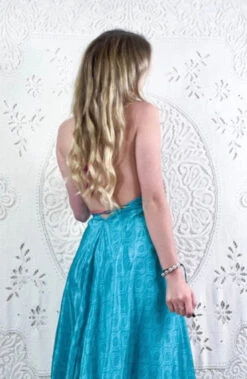 Eden Halter Maxi Dress - Vintage Sari - Aquamarine Paisley Waves - Free Size M/L 7 Eden Halter Maxi Dress - Vintage Sari - Aquamarine Paisley Waves - Free Size M/L -KIKIS Clothing Shop image 2a7716de f5a8 4943 b298 697a4a89654a