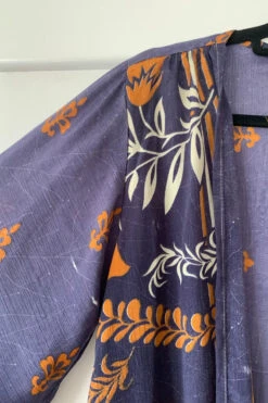 Karina Kimono Mini Dress - Vintage Sari - Faded Heather & Copper Floral - Free Size M/L -KIKIS Clothing Shop image 2aa47623 3c02 46e5 848a 492ac45691dd