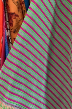 Karina Kimono Mini Dress - Vintage Sari - Hippie Green Pinstripe - Free Size M -KIKIS Clothing Shop image 2d95e0e5 e1c5 4889 8dac 7ca89635038a