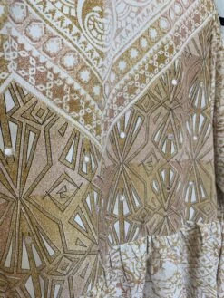 Pansy Mini Dress - Indian Sari - Circular Flounce Sleeve - Lily & Sandstone With Shisha Embroidery - Free Size M/L -KIKIS Clothing Shop image 30c96d84 3e10 43b4 92a0 6e615f645047