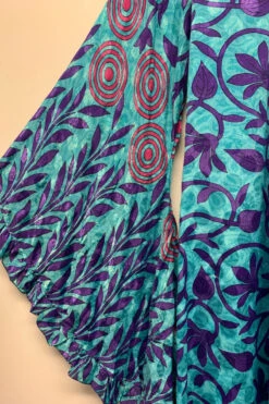Venus Maxi Dress - Vintage Sari - Turquoise & Violet Vines - Size M/L 7 Venus Maxi Dress - Vintage Sari - Turquoise & Violet Vines - Size M/L -KIKIS Clothing Shop image 3739a15a 3297 4227 9419 88a2e03fd919