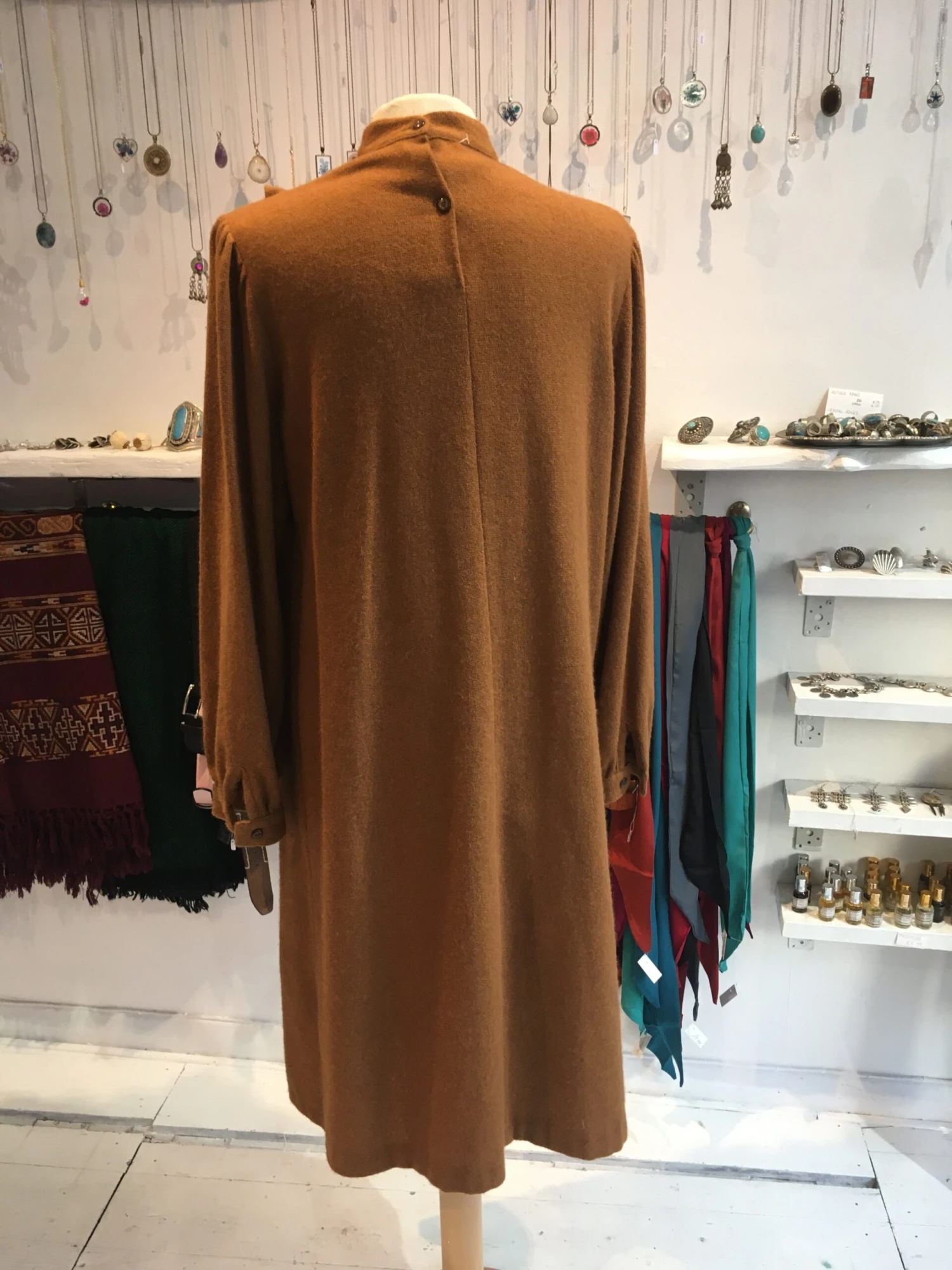 Vintage Dark Mustard Knit Prairie Dress - M / L 4 Vintage Dark Mustard Knit Prairie Dress - M / L - Image 4