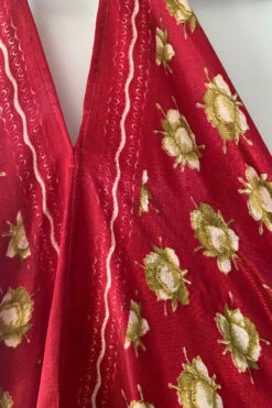 Athena Maxi Dress - Vintage Sari - Ruby Red & Gold Floral Motif - M - XXL -KIKIS Clothing Shop image 3d5540bf 134c 4514 ad0d 0f2c0dbda441