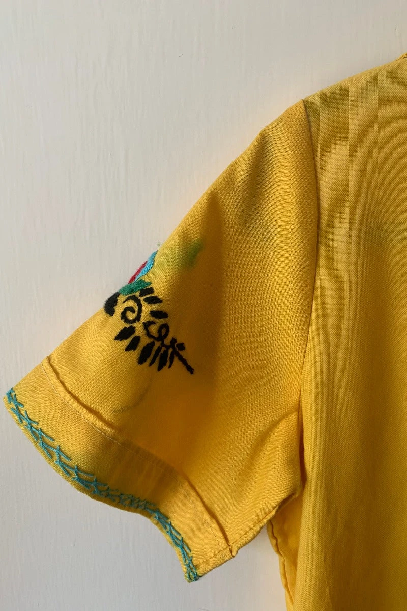 Vintage Dress - Sunny Retro Embroidered Midi - Size XS 4 Vintage Dress - Sunny Retro Embroidered Midi - Size XS - Image 4