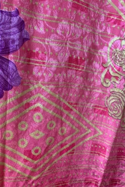 Venus Maxi Dress - Vintage Sari - Pink Sky, Gold & Violet Floral - Size S/M -KIKIS Clothing Shop image 3f0b9d82 5d45 40dc b99f f662c4fffcc6