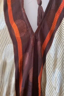 Athena Maxi Dress - Vintage Sari - Ivory, Umber & Rust Red Rose - S/M - XXL -KIKIS Clothing Shop image 41a7c552 81ac 4c9d 928b c084d038c348