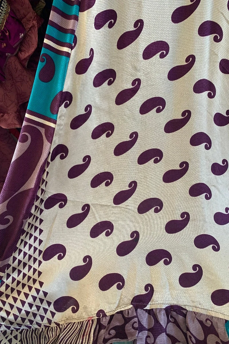 Venus Vintage Sari Midi Dress - Ivory & Royal Purple Paisley - Size S/M 7 Venus Vintage Sari Midi Dress - Ivory & Royal Purple Paisley - Size S/M - Image 7